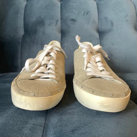 Rebecca Minkoff Michell Shoes Studded Taupe Leather Casual Sneakers U.S. Size 6 - Picture 5 of 10